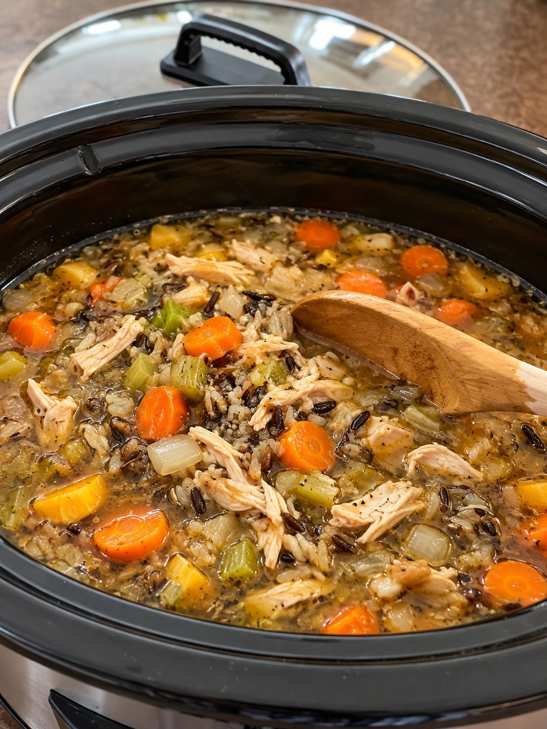 chicken wild rice soup in a crock pot